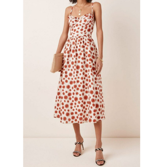 NWT AGUA BY AGUA BENDITA Acacia‎ Erizos Printed Linen Midi Dress Size L - Picture 2 of 7